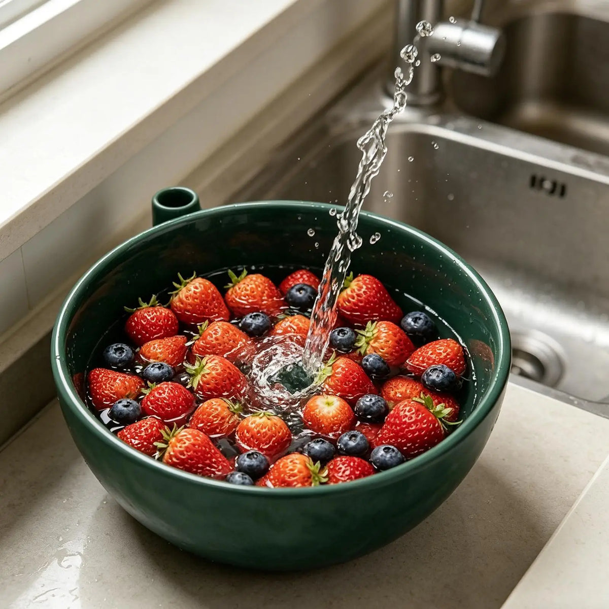 Berry Washing Bowl Rotating Berry Cleaning Colander Kitchen Fruit Washing Bowl for Vegetable Strawberry Cherry Tomato Grape Vue