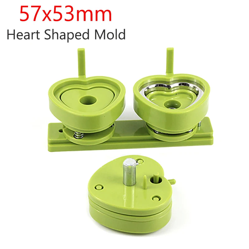 25/32/37/44/58/75mm DIY Combination Badge Button Maker Machine Sliding Style Badge Button Machine Host Replacement Badge Mold Vue Heart Mold 57x53mm
