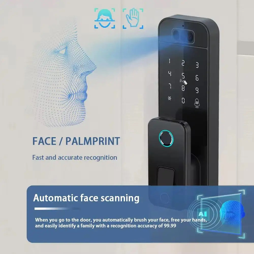 Tuya Digital Face Palm Unlocking Fingerprint Code Lock For Outdoor Gate Waterproof Tuya Wifi Samrt Electronic Lock For Home Vue