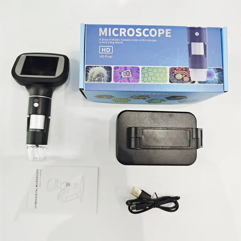 1600X HD Digital Microscope 2.4" Screen 8 LED | Handheld Digital Microscope Vue 1600X Black