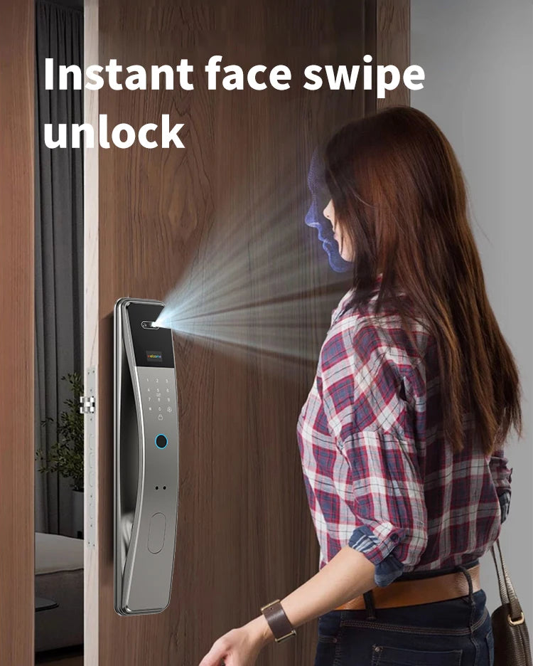 Tuya Wifi Camera Video Intercom Lock App Remote Unlocking Digital Electronic Biometrics With Screen Smart Lock Vue