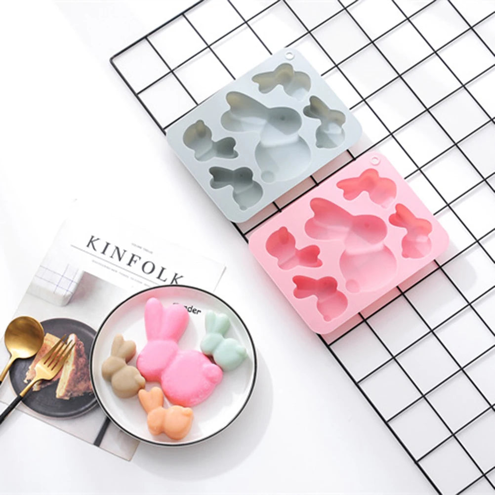 5 Pairs silicone Molds Non-Stick Reusable Cake Baking Tray & Hand Soap Mold for Easter Party DIY Dessert Soap Craft Making Vue