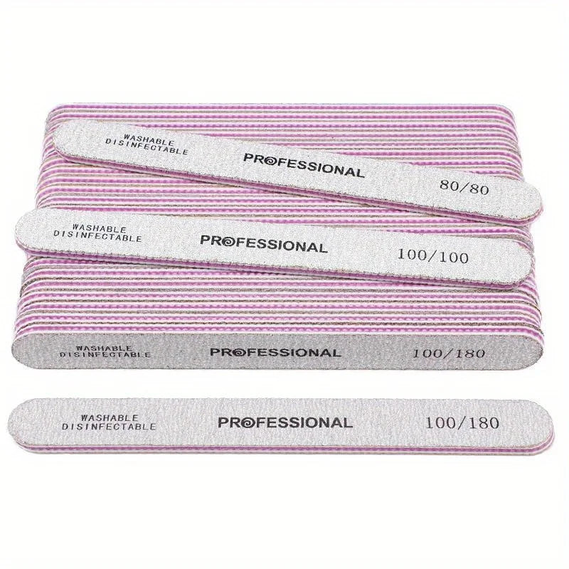 Nail Art Gel Acrylic Tips Files For Pedicure Manicure Care Sanding Buffers Gray Straight Nail File 80/100/180/240 Vue
