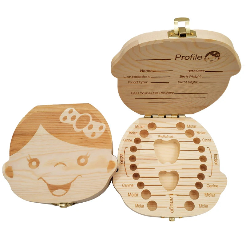 Baby Tooth Box Spanish/Dutch/French/German Wooden Kids Milk Teeth Organizer Storage Gifts Keepsakes Boys Girls Baby Souvenirs Vue B105 Boy Spanish
