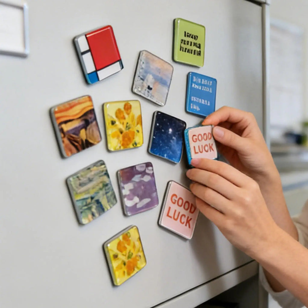 10 Piece Adhesive Acrylic Square Magnet Making Kit Clear Refrigerator Magnet Design Set for Kitchen Cabinet Classroom Vue