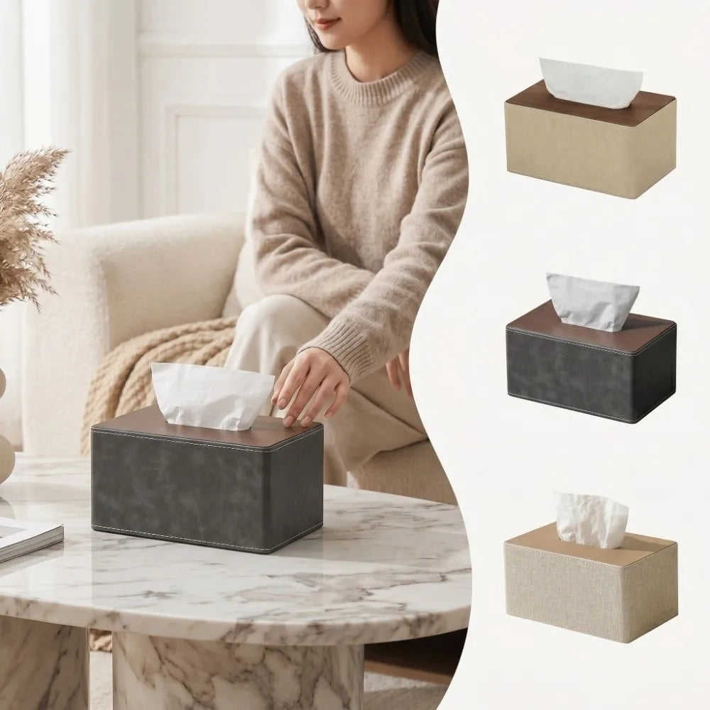 Simple Leather Tissue Boxes Multifunctional Minimalist Paper Organizer Modern Nordic Luxury Napkin Holder Coffee Table Vue