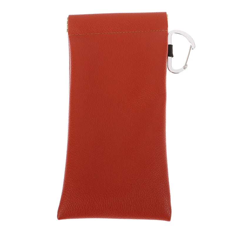 Automatic Closed Soft PU Glasses Bag Sunglasses Case Carrying Bag Eyewear Pouch Earphone Data Cable Storage Protective Cover Vue Orange
