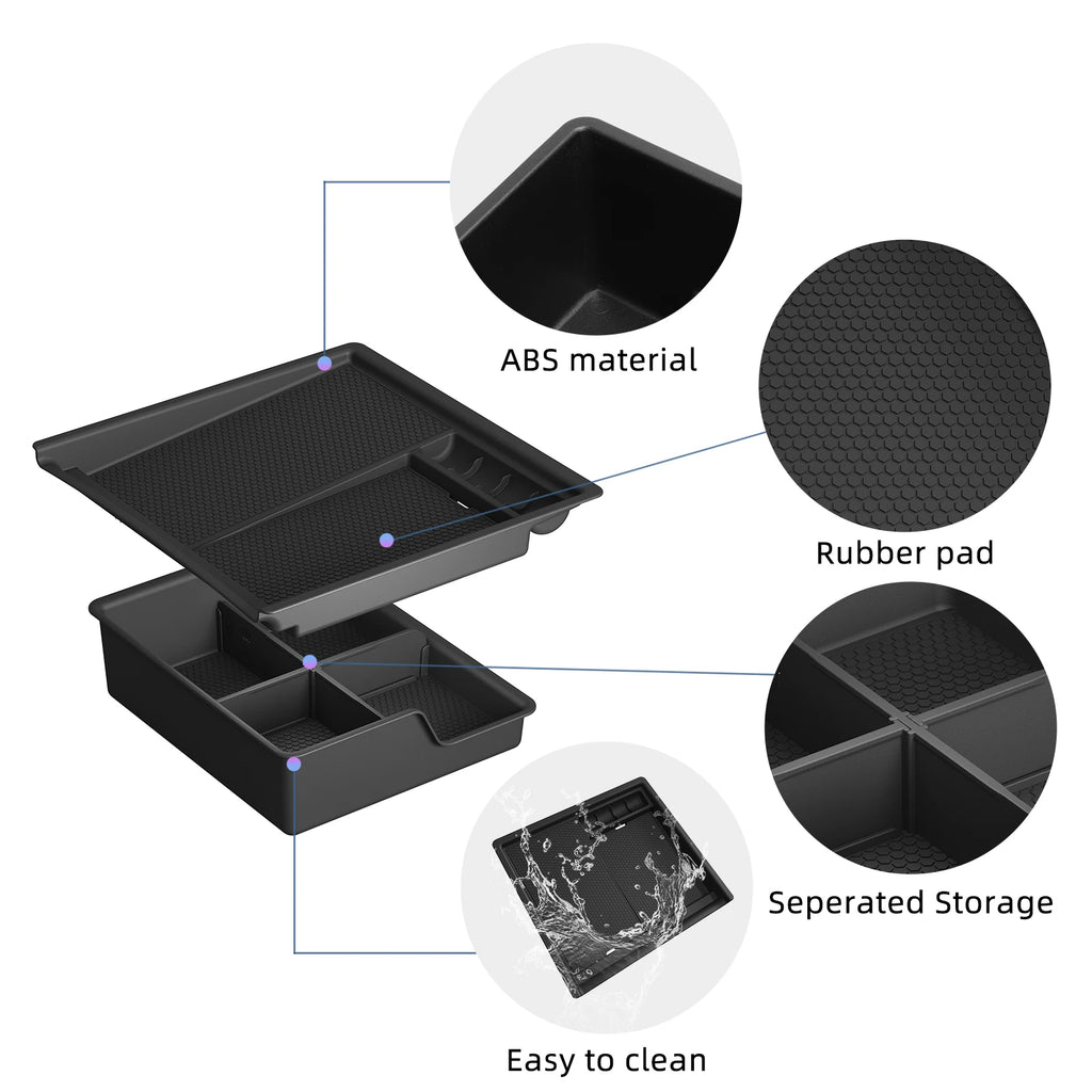 Smabee for Chevy Silverado EV 2024-2026 Car Double Layer Center Storage Tray Dual Layer Console Insert Tray Accessories Vue
