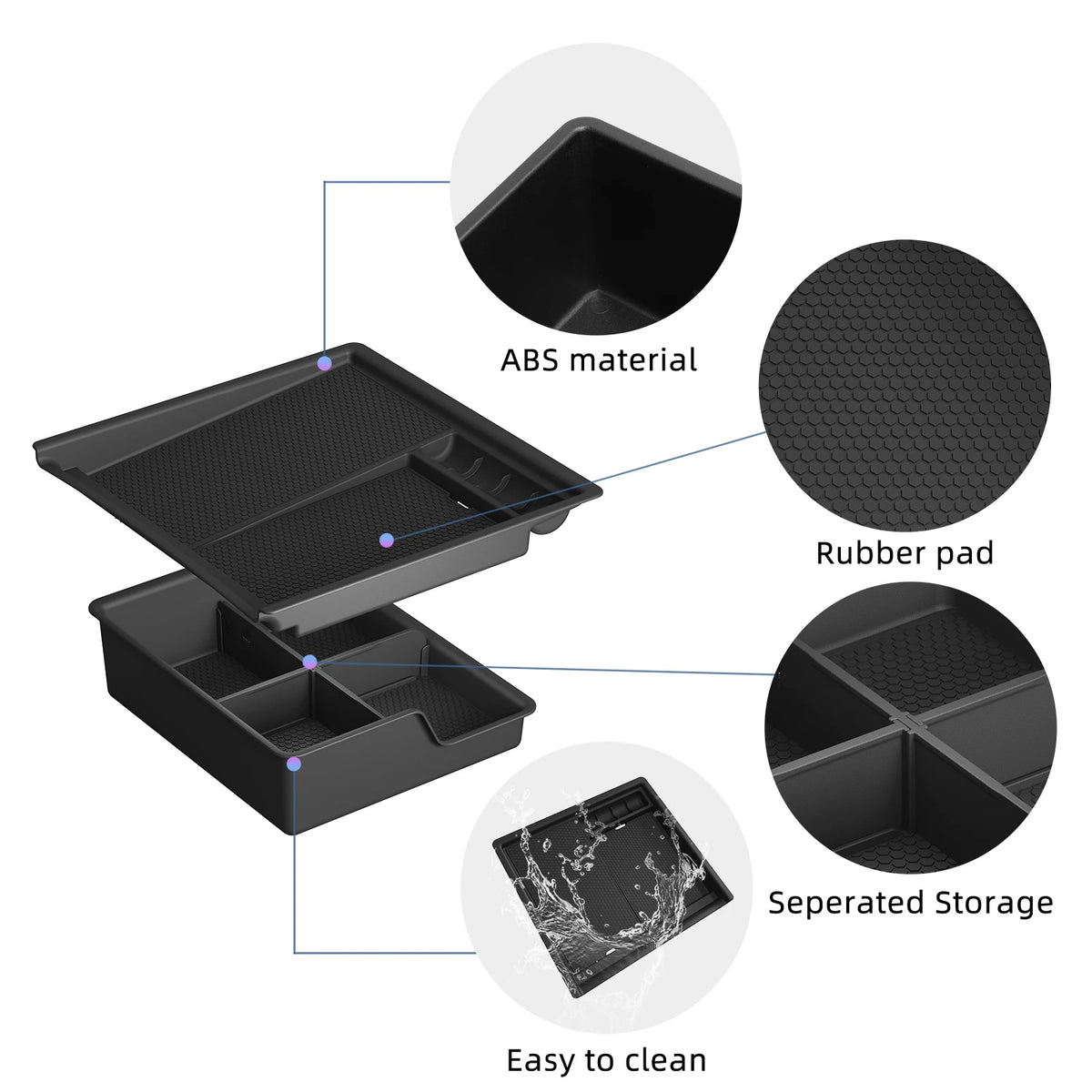 Smabee for Chevy Silverado EV 2024-2026 Car Double Layer Center Storage Tray Dual Layer Console Insert Tray Accessories Vue