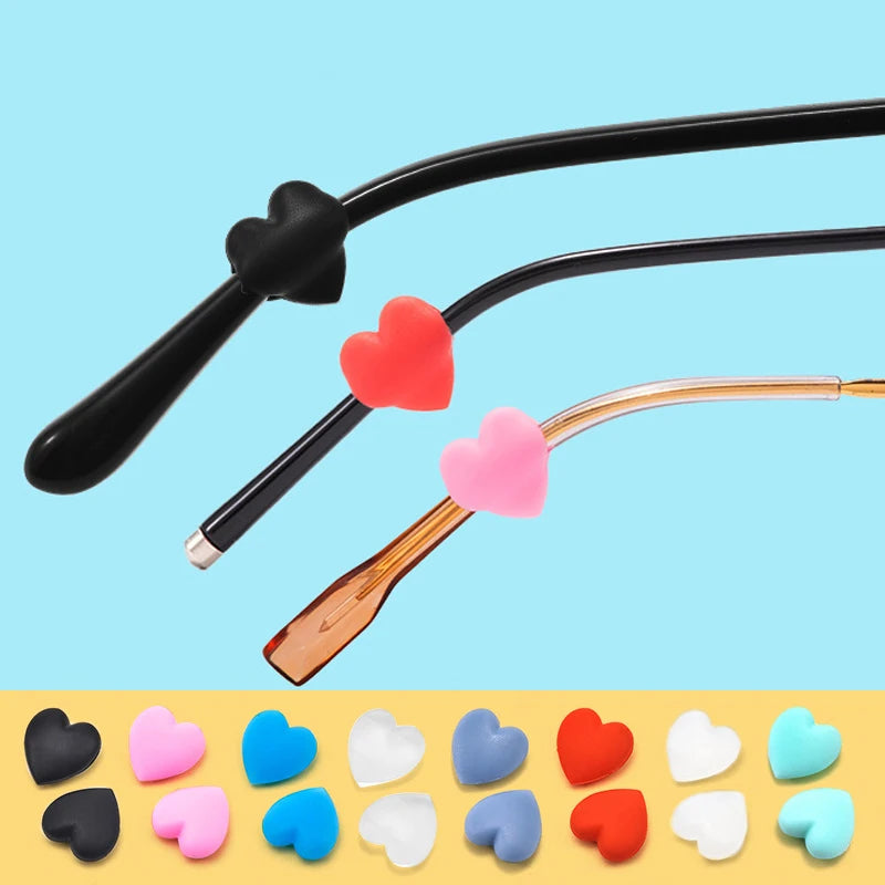 2Pair Fashion Heart Silicone Anti-slip Ear Grip Eyeglasses Leg Ear Hook Stopper Bracket Fastener Accessories Glasses Retainer Vue