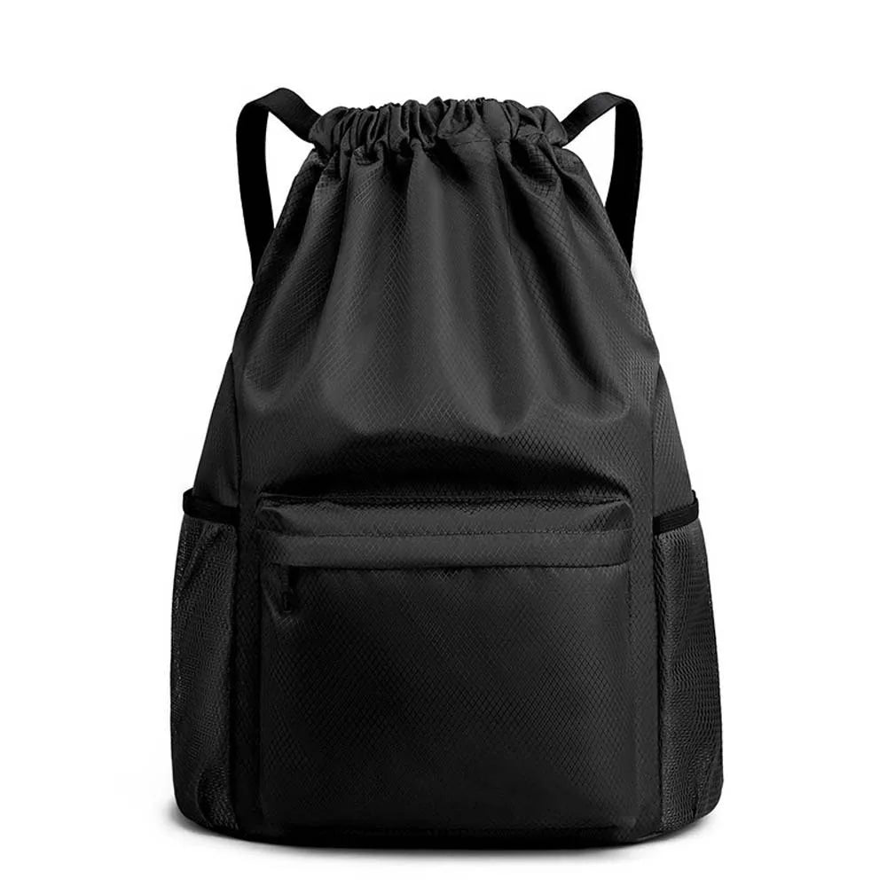 Portable Gym Drawstring Bag Quick Drying Large Capacity Oxford Cloth Backpack Adjustable Straps Anti-splash Water Vue Black