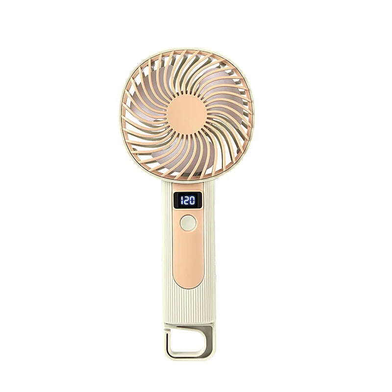 Digital Display Handheld Fan 2 in 1 Desktop Standing Mini Portable USB Rechargeable Cooling Fan for Office Travel Outdoor Vue