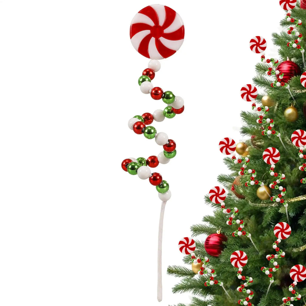 18x3.5cm Christmas Picks For Tree Xmas Tree Candy Picks Decorations Festive Ornaments Winter Scene Layout Red-and-white Candy Vue