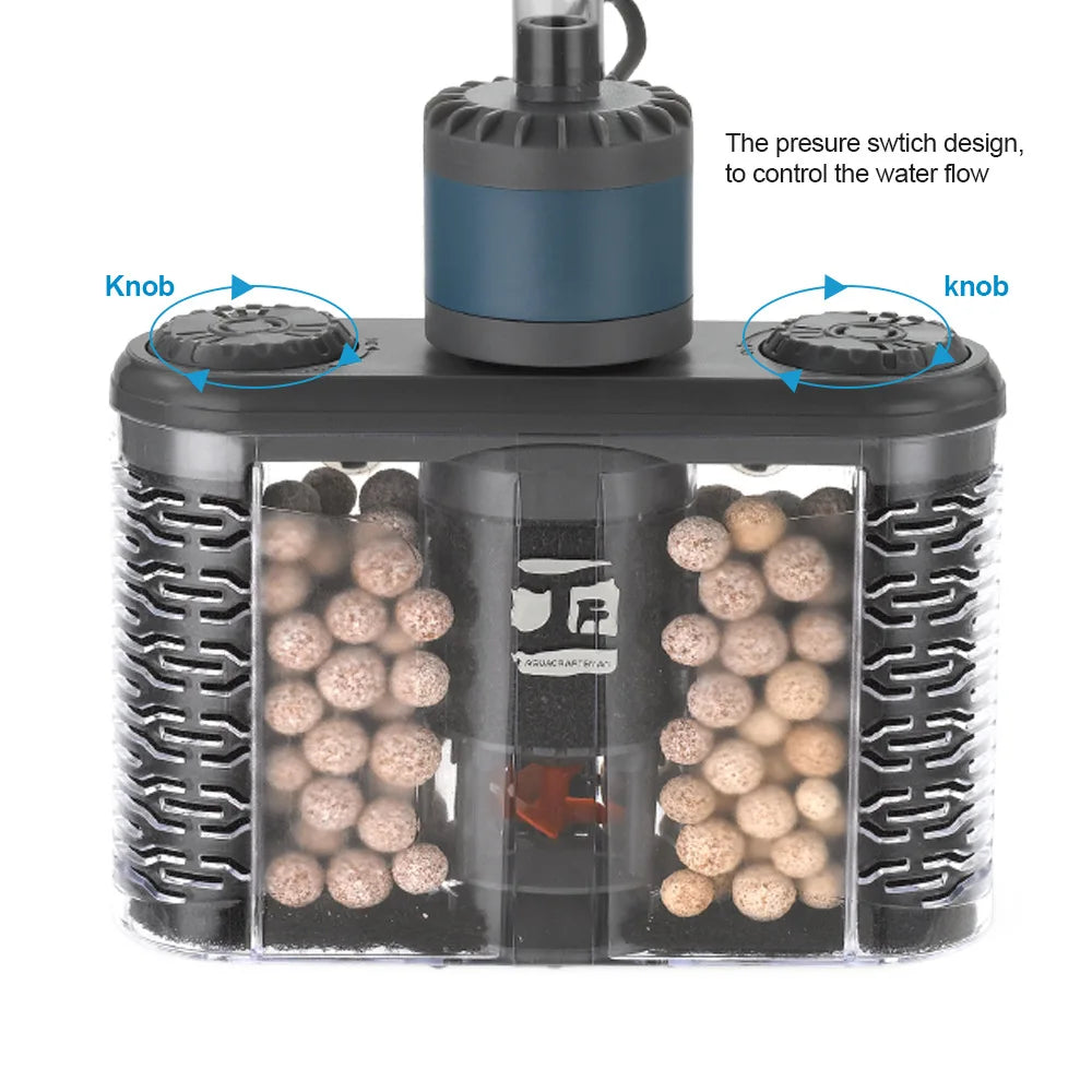 3-in-1 Aquarium Filter Fish Tank USB Multi Functional Built-in Filter Adjustable Electric Oxygenating Wave Generating Filter Vue