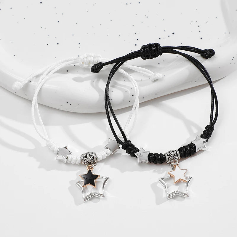Handmade Woven Pentagram Couple Bracelet with Card, Versatile Hand Rope Gift for Women Vue