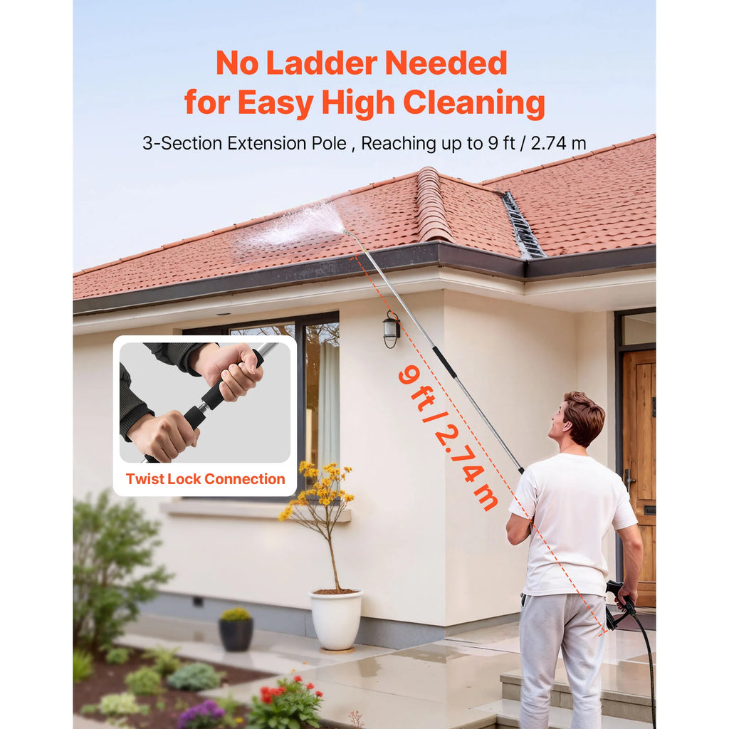 SucceBuy 9 FT Telescoping Pressure Washer Wand – 7 Nozzles Pressure Washer Wand Vue