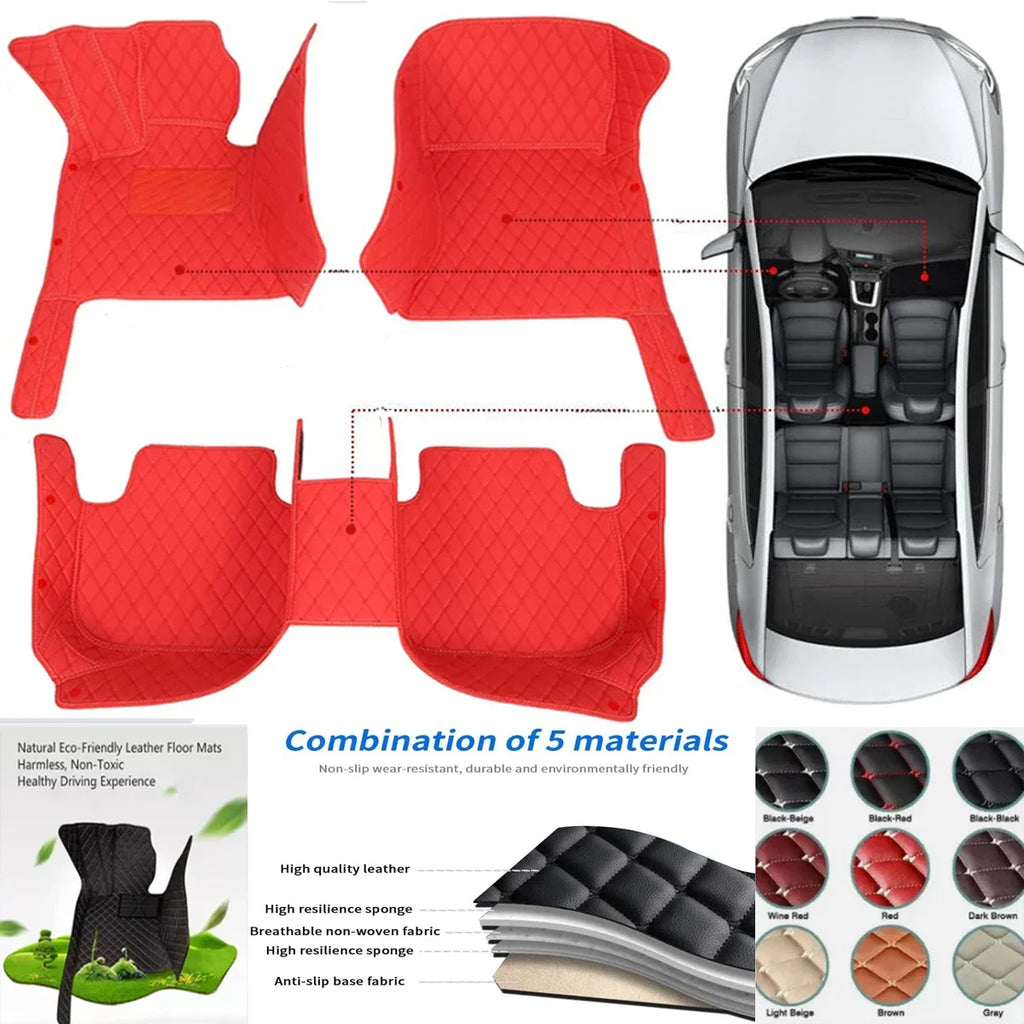 PU-leather waterproof Custom Car Floor Mats For BMW 3er Coupe E92 2 door E90 4 door Convertible E93 Auto Carpets Coche liners Vue E93 Convertible A-red