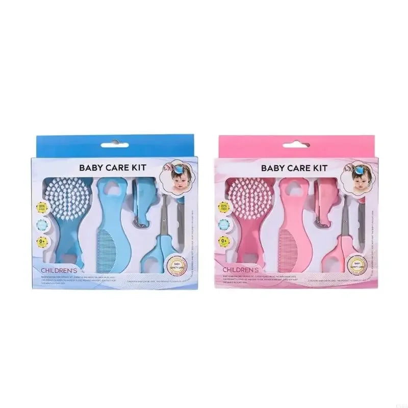 Baby Health Care Hair Brush Comb 5 Piece set for Infants Kids Including K1MA & Nails Trimmer Newborns Grooming Set Vue
