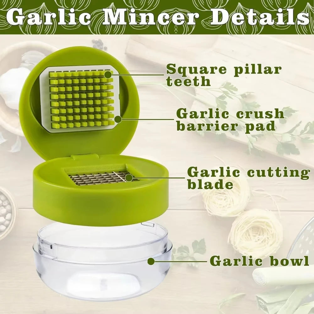 Mini Garlic Press Chopper Manual Garlic Mincer Slicers Grater with Storage Box Vegetable Cutter Kitchen Fruit Vegetable Tools Vue