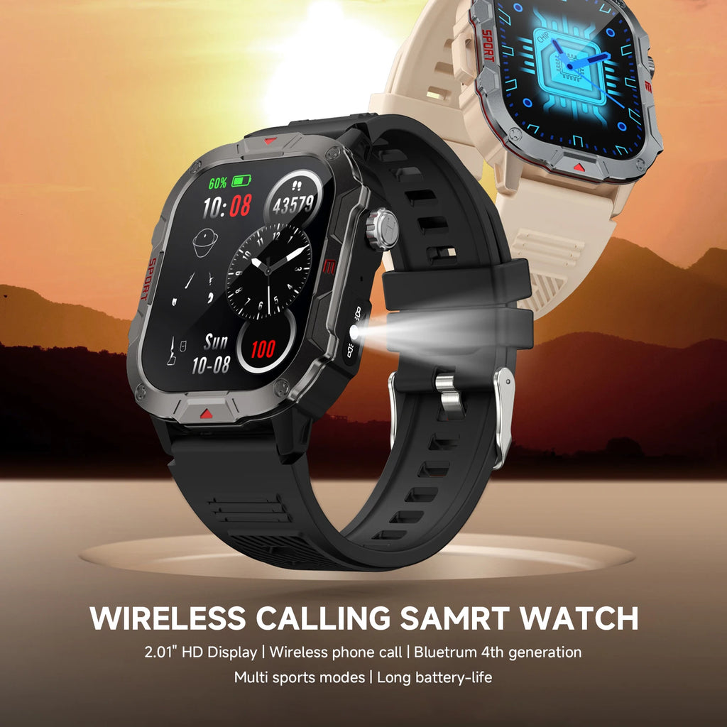LED Flashlight New Smartwatch 2.01Ultra Large Screen Voice Assistant Wireless Shockproof Dustproof Waterproof Smart Notification Vue