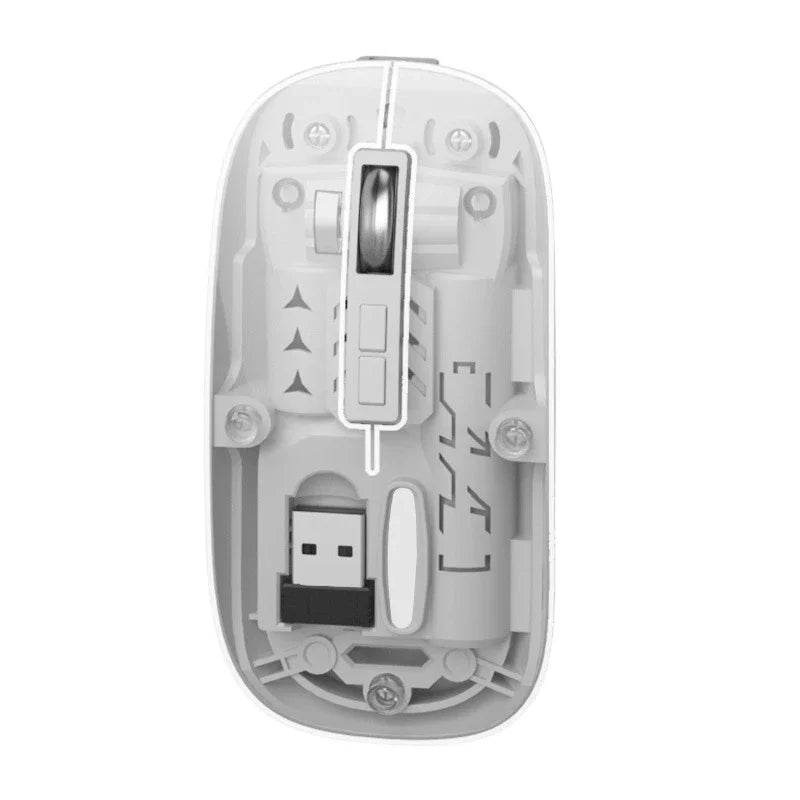 Transparent Wireless Mouse Dual Mode 2.4G Bluetooth-compatible Rechargeable Mouse Noiseless Cordless Computer Mice Vue