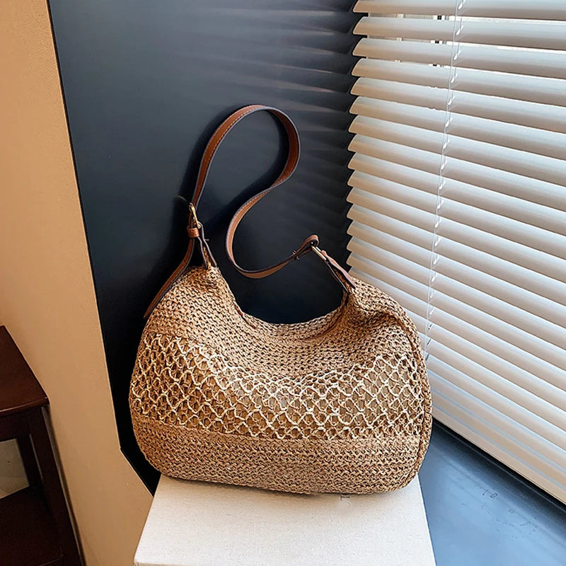 Summer Straw Weaving Shoulder Bag Large Capacity Crochet Beach