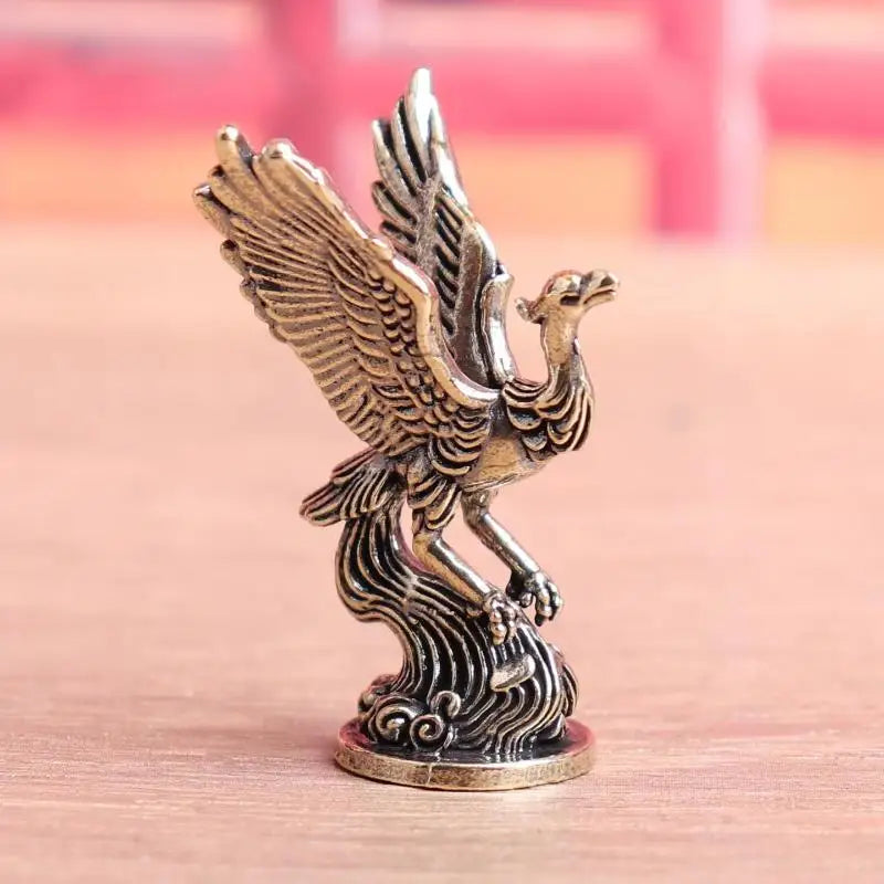 Qingluan Bird Figurine 1Pcs Ancient Divine Beast Decoration Retro Fire Phoenix Ornament for Home Office Table Decor Vue