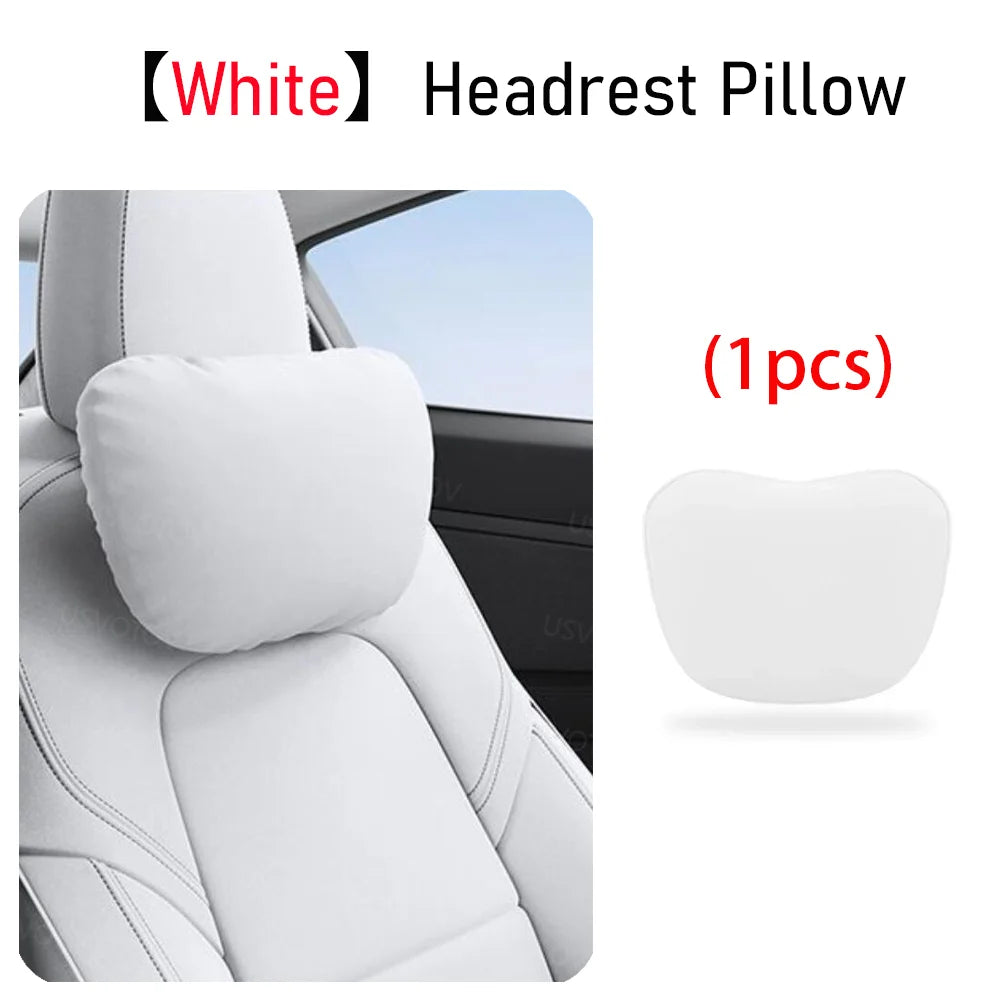 Comfortable Headrest Neck Pillow Support For Tesla Model 3 Y S X YL Genesis Hyundai Tucson Grandeur Avante Kia BMW Mercedes Benz Vue 1pcs White Headrest