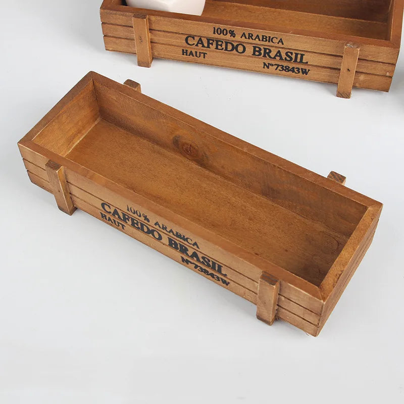 Vintage Wood Garden Flower Planter Succulent Pot Rectangle Trough Box Plant Bed Planter Succulent Flower Plant Container Box Vue