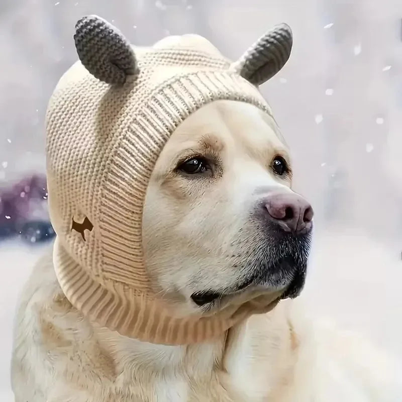 1-10PCS Medium Large Pet Knitted Hood with Ear Covers Warm Thermal Comfortable Headwear for Dogs Winter Outdoor Walking Gift Vue