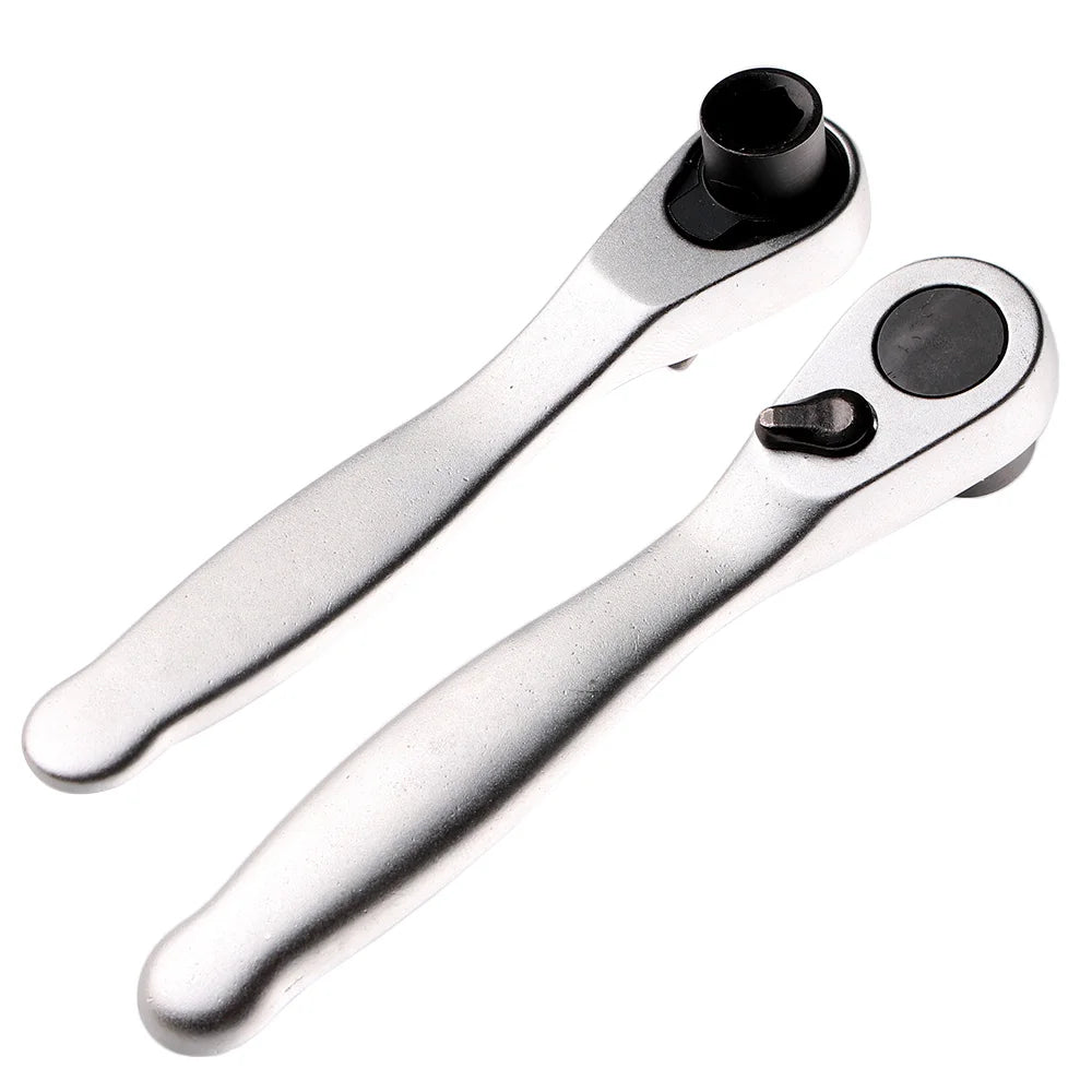 Quick Mini Ratchet Handle Hand Wrench 1/4" Drive Socket spanner Repair Tools Vue Silver