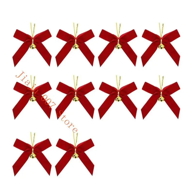10-Pack Velvety Fabric Bowknots for Christmas & Festival Decor Holiday Bow Ornament Vue