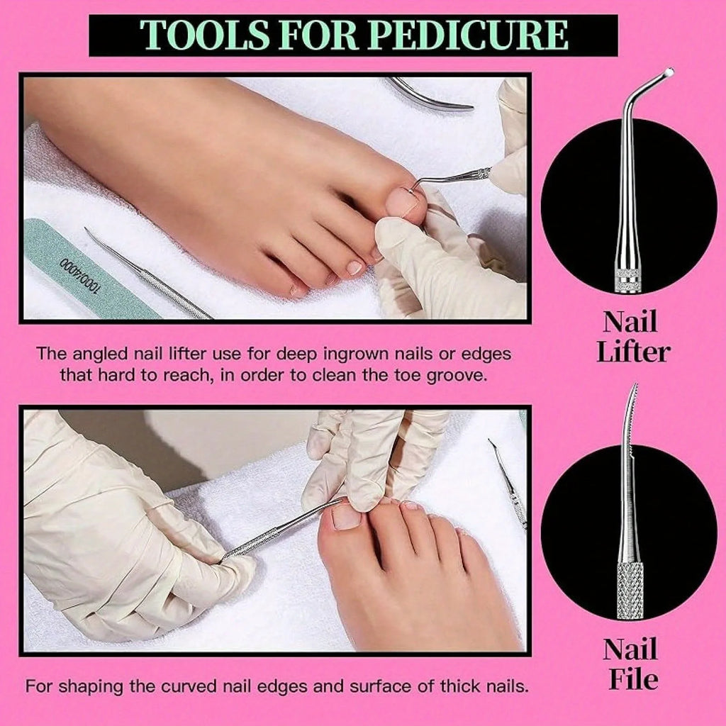 12Pcs/lot Nail Art 100/180 Grit Professional Files Buffer Sponge Block Brush Nail Scissors Kit With Cuticle Nipper Pushers Vue