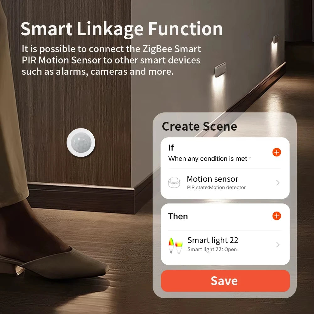 Zigbee3.0 Mini PIR Human Motion Sensor Wireless Infrared Body Detector Smart Life APP Security Alarm Reminder Alexa Google Home Vue