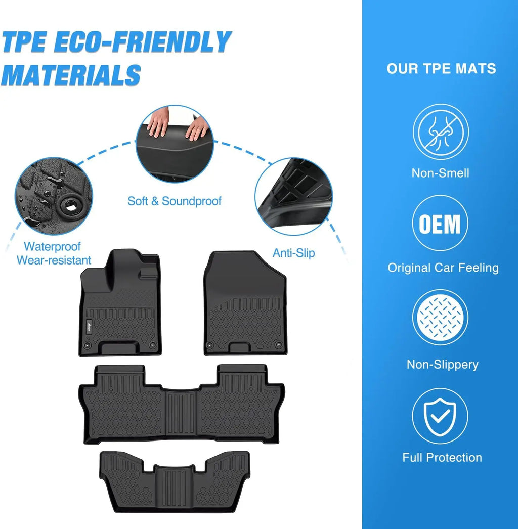 Nilight TPE Floor Mats for Honda Pilot 7 Passenger 2016 2017 2018 2019 2020 2021 2022,All Weather Custom Fit Heavy Duty Floor Liners Vue