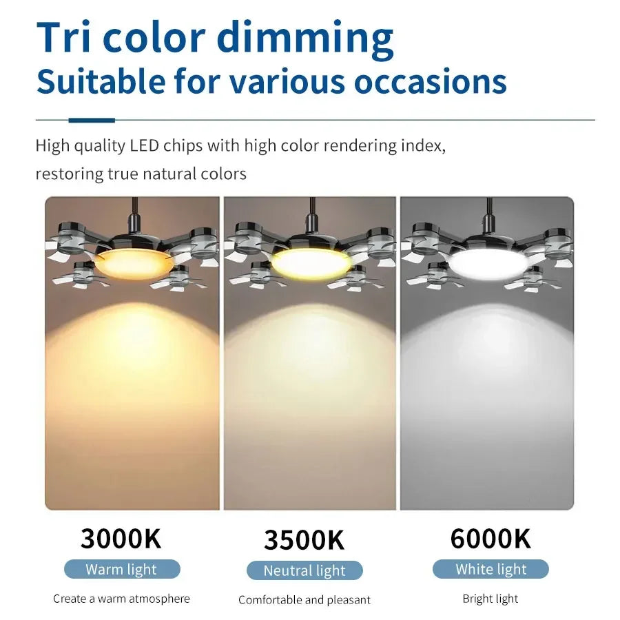 Intelligent Ceiling Light Electric Fan Light Kitchen High Wind Power Silent Easy To Clean E27 Screw Fan Light Restaurant Fan Eye Vue