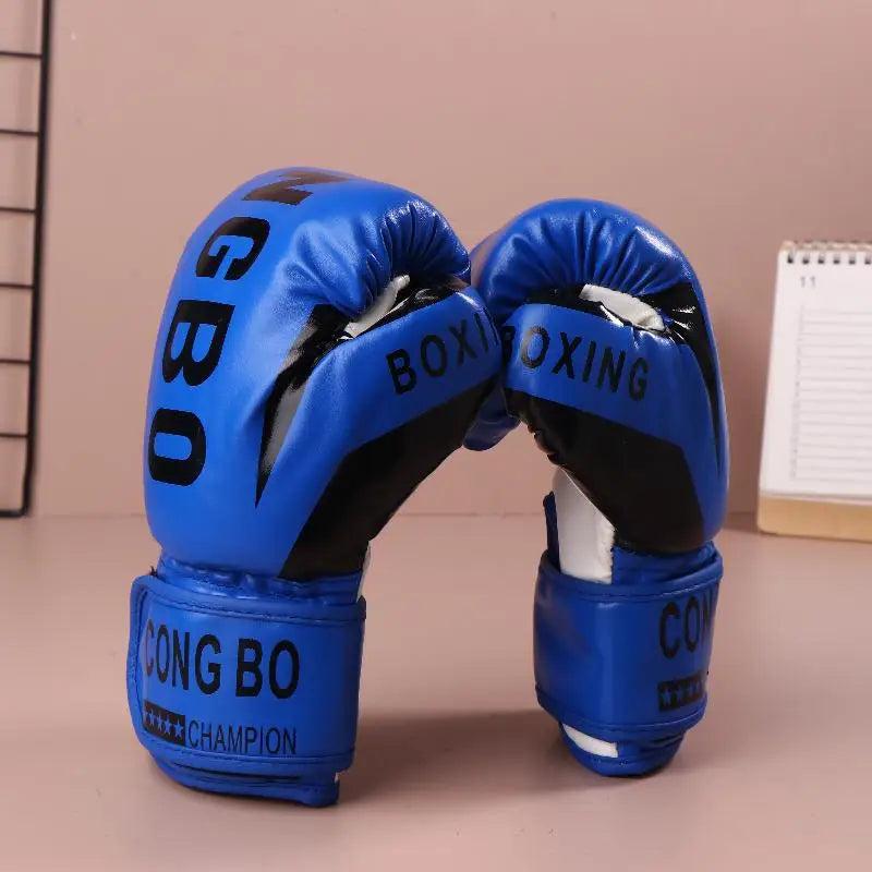 Kids Professional Boxing Training Sparring Gloves PU Leather Vue Blue