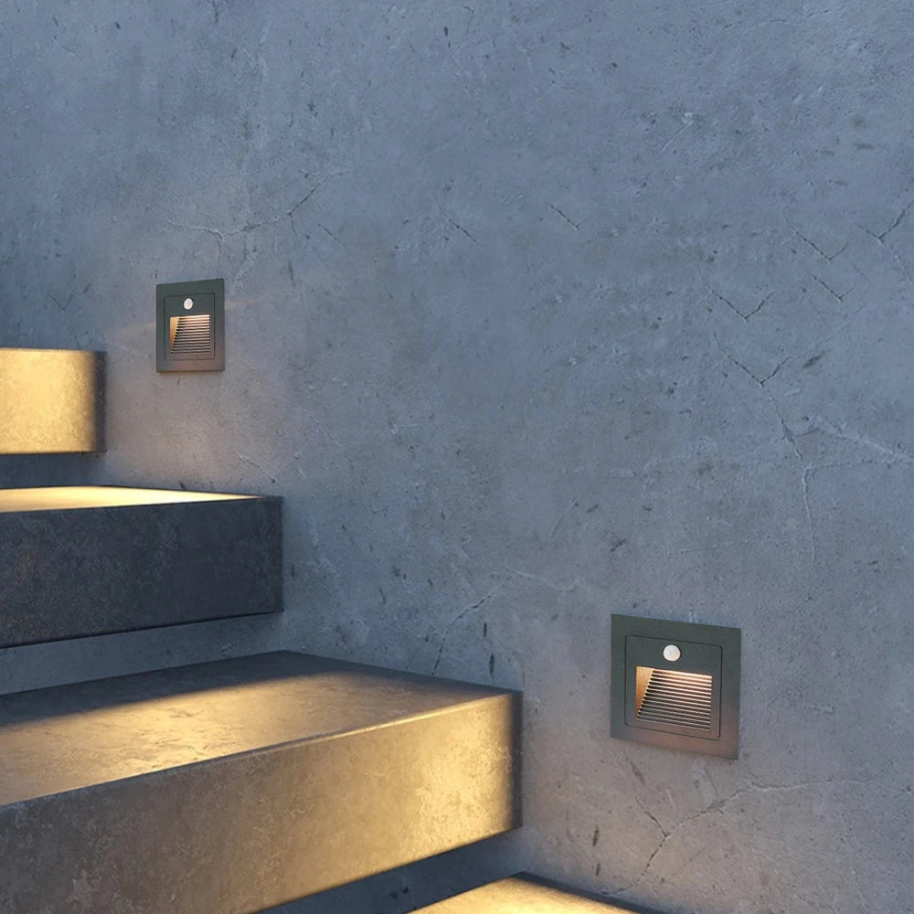 SANDIY Recessed Stair Light Motion Sensor IP65 Outdoor LED Sconce Outdoor Wall Sconce Vue