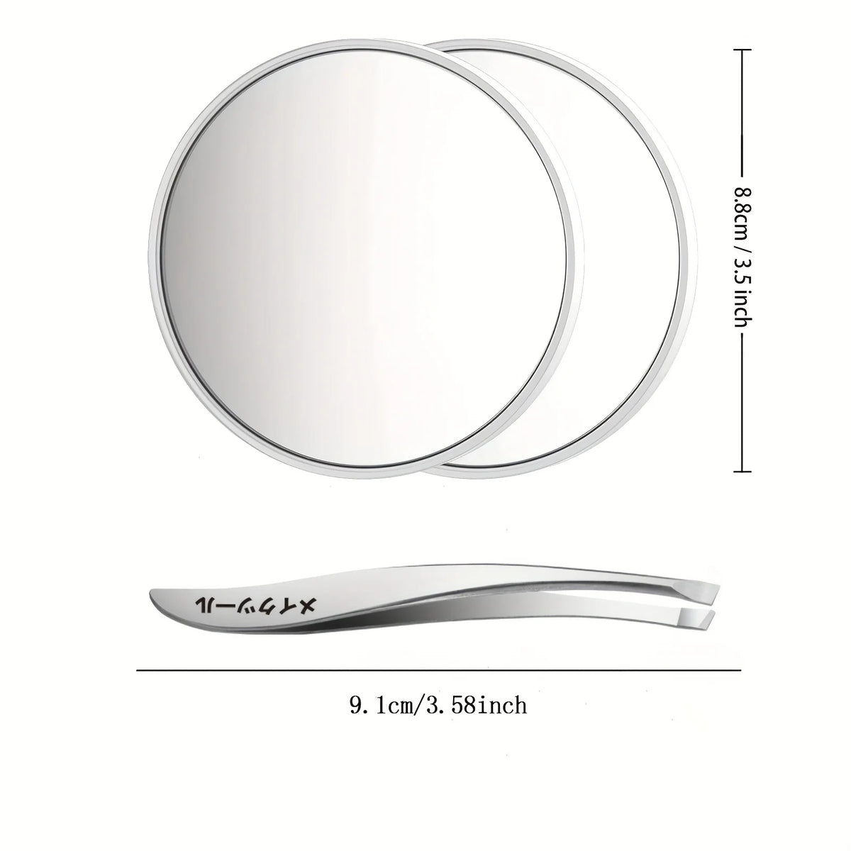 30X Magnifying Mirror and Precision Tweezers Set for Eyelashes,Small Magnifying Mirror with Suction Cup and Tweezers,Multi-Use, Vue