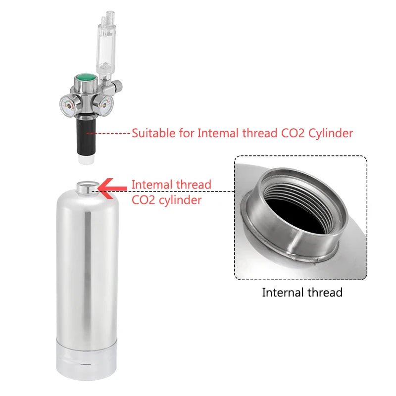 Internal Thread CO2 Steel Cylinder Generator Stainless Steel Valve Aquarium CO2 Carbon Fiber Filter Element Accessories Filter Vue