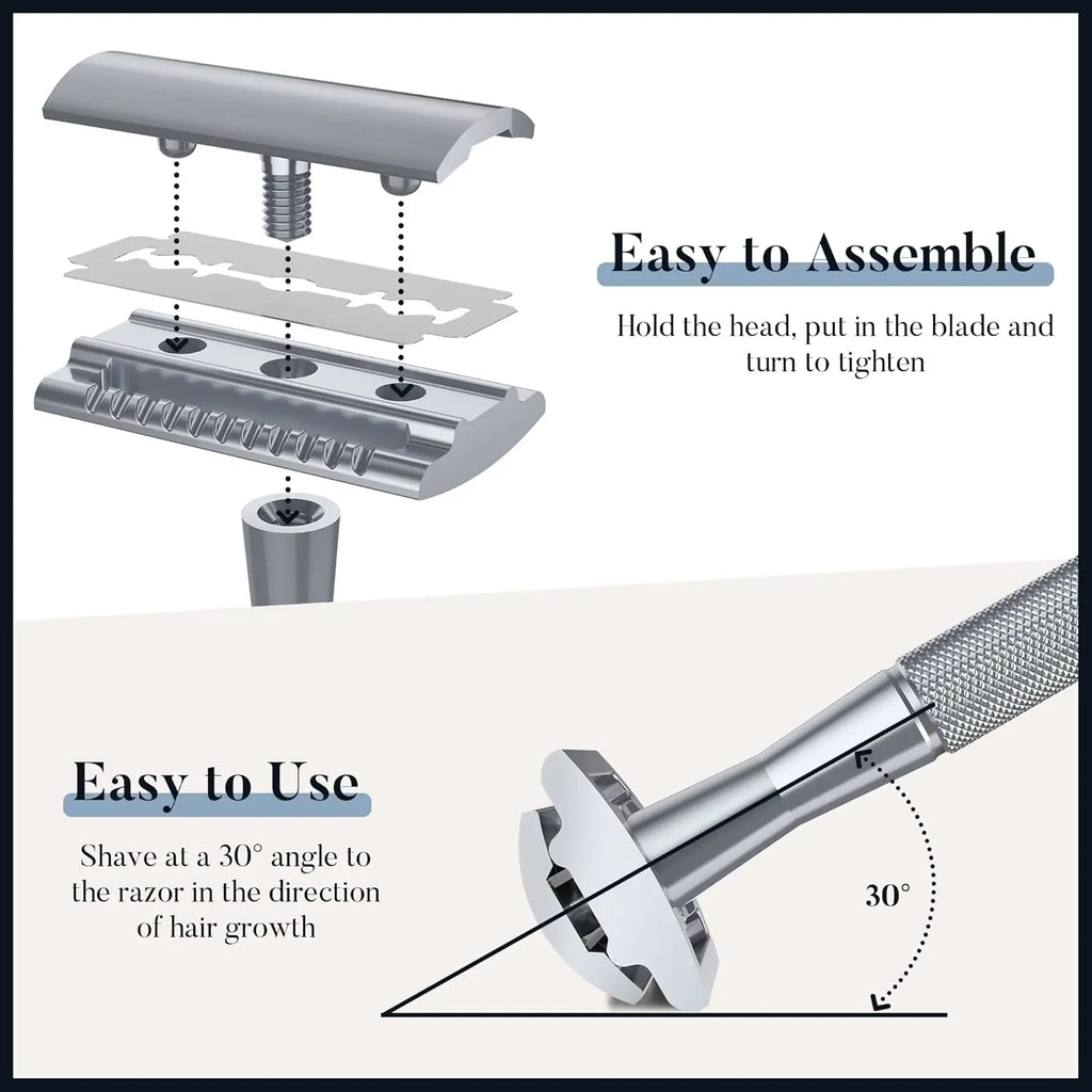 Metal Razor with 10 Platinum Coated Safety Razor Blades razors Eco-Friendly Razor Double Edge Safety Razor for Men & Women Vue