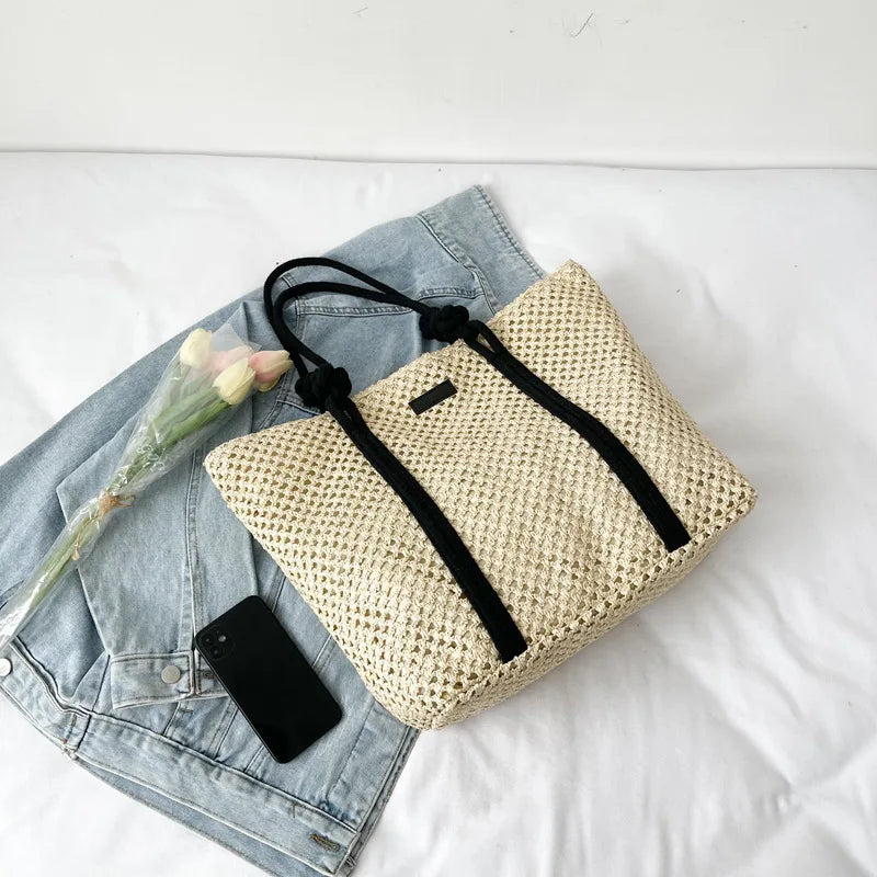 Elegant Ladies Straw Woven Handbag Women Holiday Beach Bag Casual