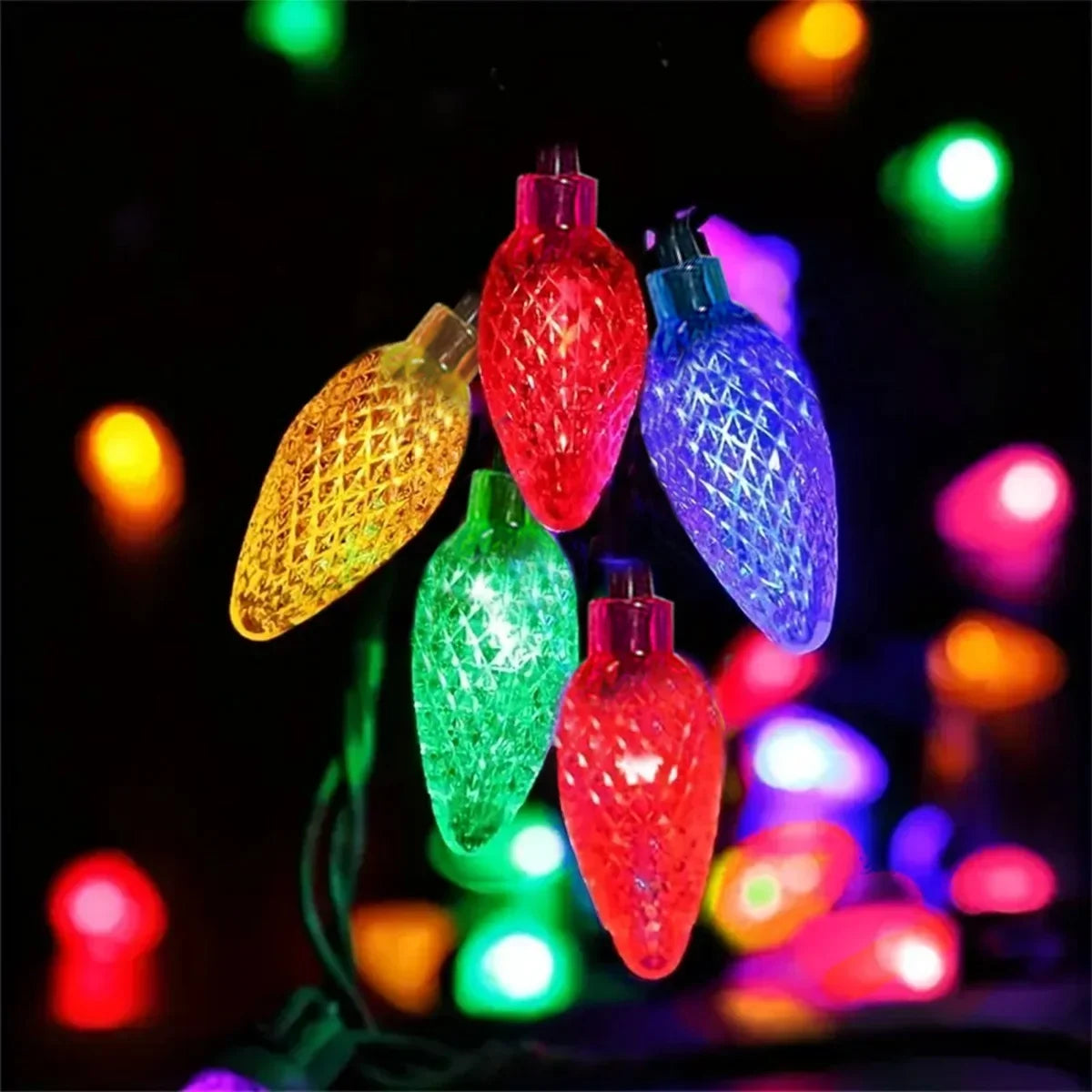 LEDS Christmas String Lights Outdoor Solar Lights C7 Bulbs Garland Fairy Lights Outdoor Lighting Xmas Tree Decor Vue