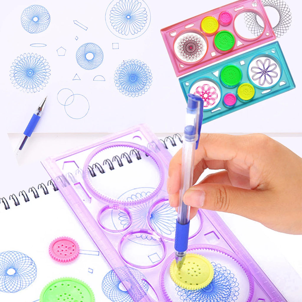 Spirograph Set, Fun Shapes Drawing Art Set Classic Gear Design Drawing Set Toys For Kids 8+ Some Parts are Sent Random Vue