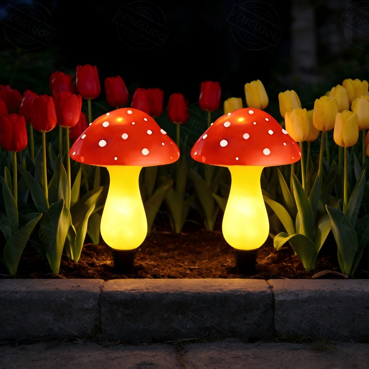Cute Solar Mushroom Stake Lights 8/12/20 LED 8 Lighting Modes Garden Path Lawn Festival Party Decoration Gift Vue