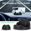 360-Degree Rotation Car Phone Holder Dashboard Head-Up Phone Mount Stable Universal Auto Phone Stand with luminous Number Plate Vue black
