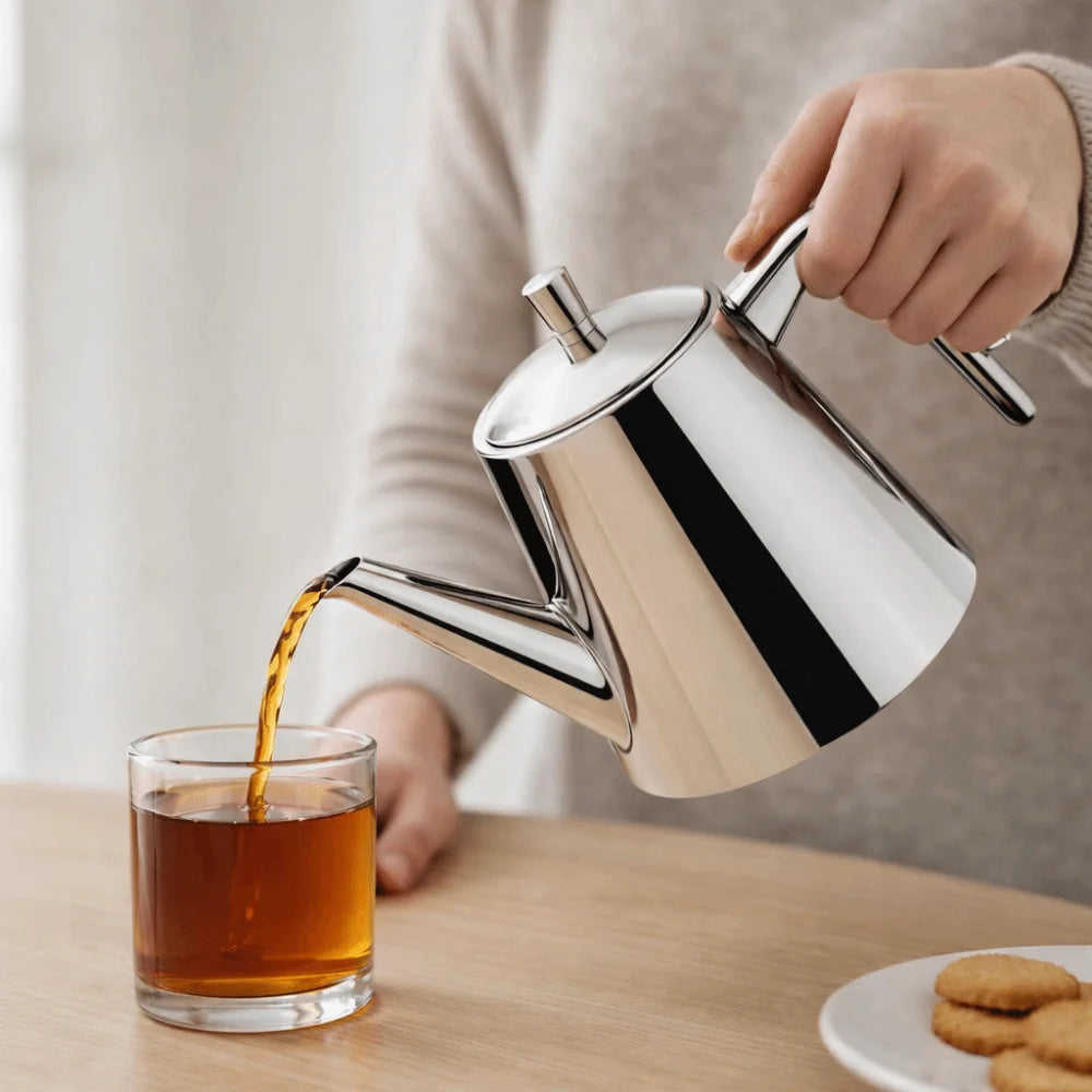 2 in 1 Stainless Steel Long Spout Teapot with Filter Rustproof Tea Kettle Large Capacity Mirror-like Hotel Teapot Vue