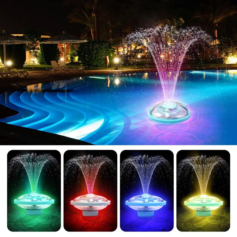 5 Light Modes USB Rechargeable Pool Fountain 4 Spray Modes Wireless Remote Control Floating Fountain Pump Energy Efficient Vue