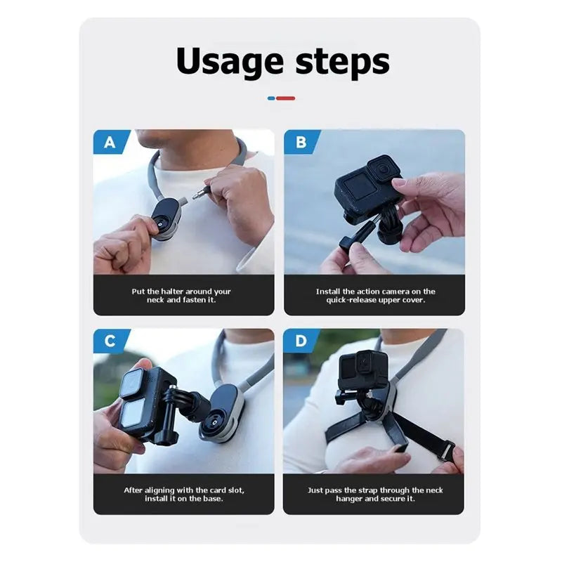 Hot-Quick Release Silicone Neck Mount Hold Strap For Gopro 600Mm Vue