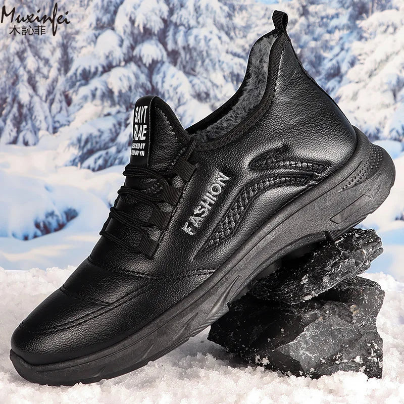 Men's Winter Snow Boots Thickened Plush Lace-Up | Sizes 39-47 Men's Snow Boots Vue